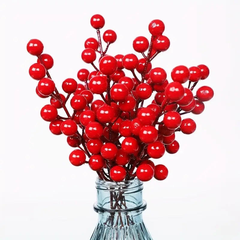 Christmas Red Berry Artificial Foliage Stem