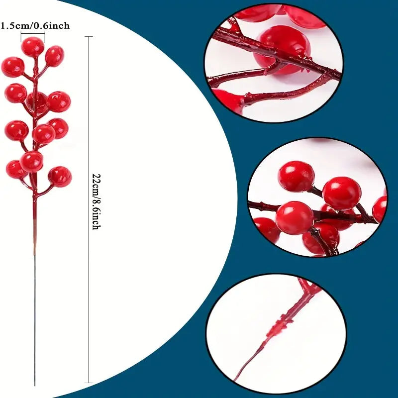 Christmas Red Berry Artificial Foliage Stem