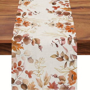 Autumn Eucalyptus Watercolour | Linen Table Runner