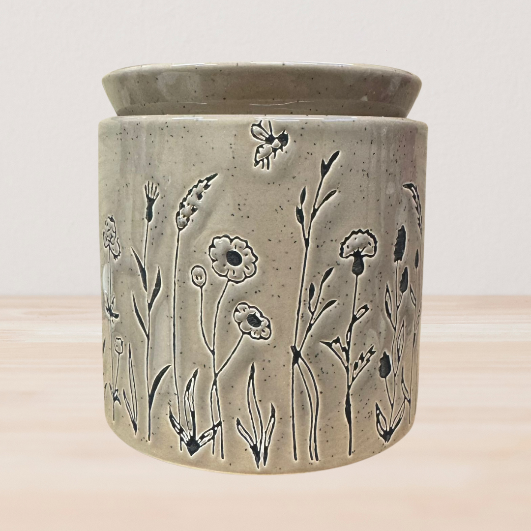 Wildflower & Bees Taupe | Tealight Wax Burner