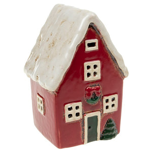 Christmas Red Tall House | Village Pottery Tealight Holder