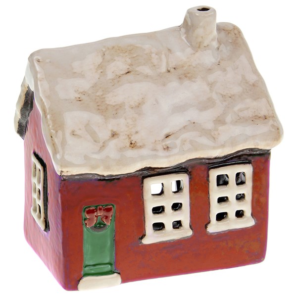 Christmas Red Cottage House | Village Pottery Tealight Holder