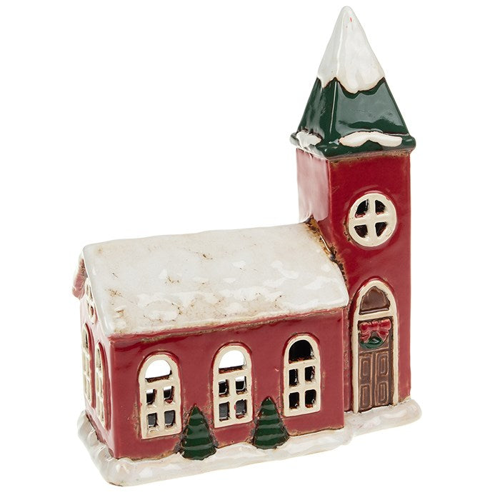 Christmas Red Church | Village Pottery Tealight Holder