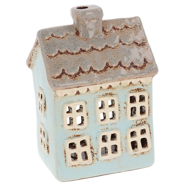 Powder Blue Scalloped House | Village Pottery Tealight Holder