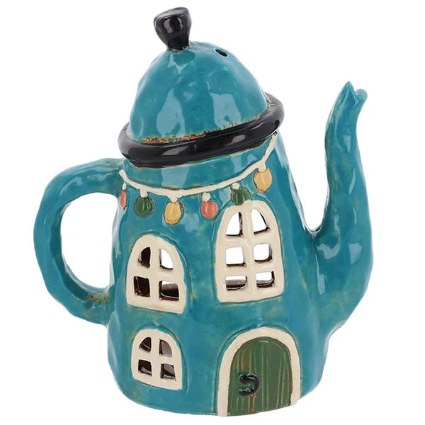 Teal Teapot House | Village Pottery Tealight Holder