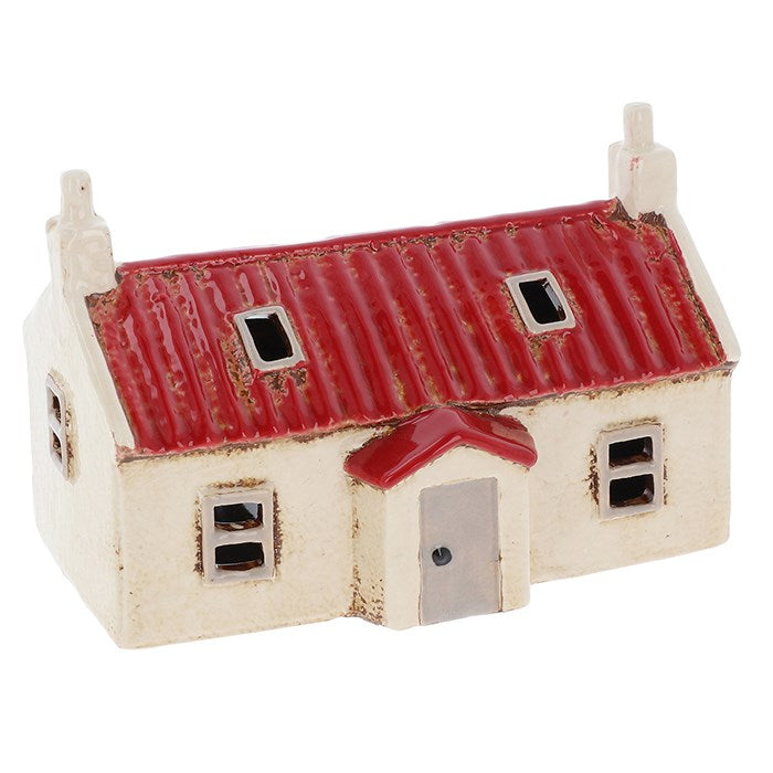 Beige Red Tin Roof Farm House | Village Pottery Tealight Holder