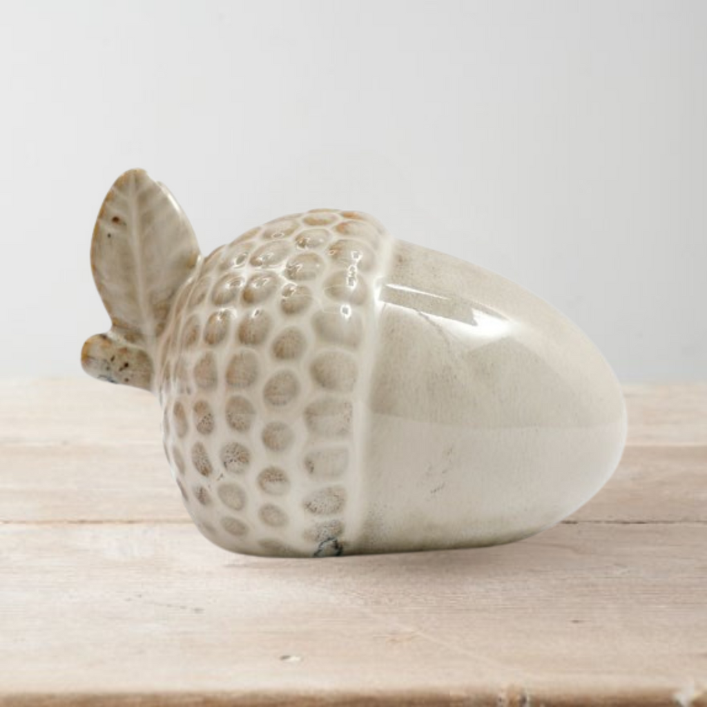 Acorn | 10cm Cream Reactive Glaze Ceramic Ornament