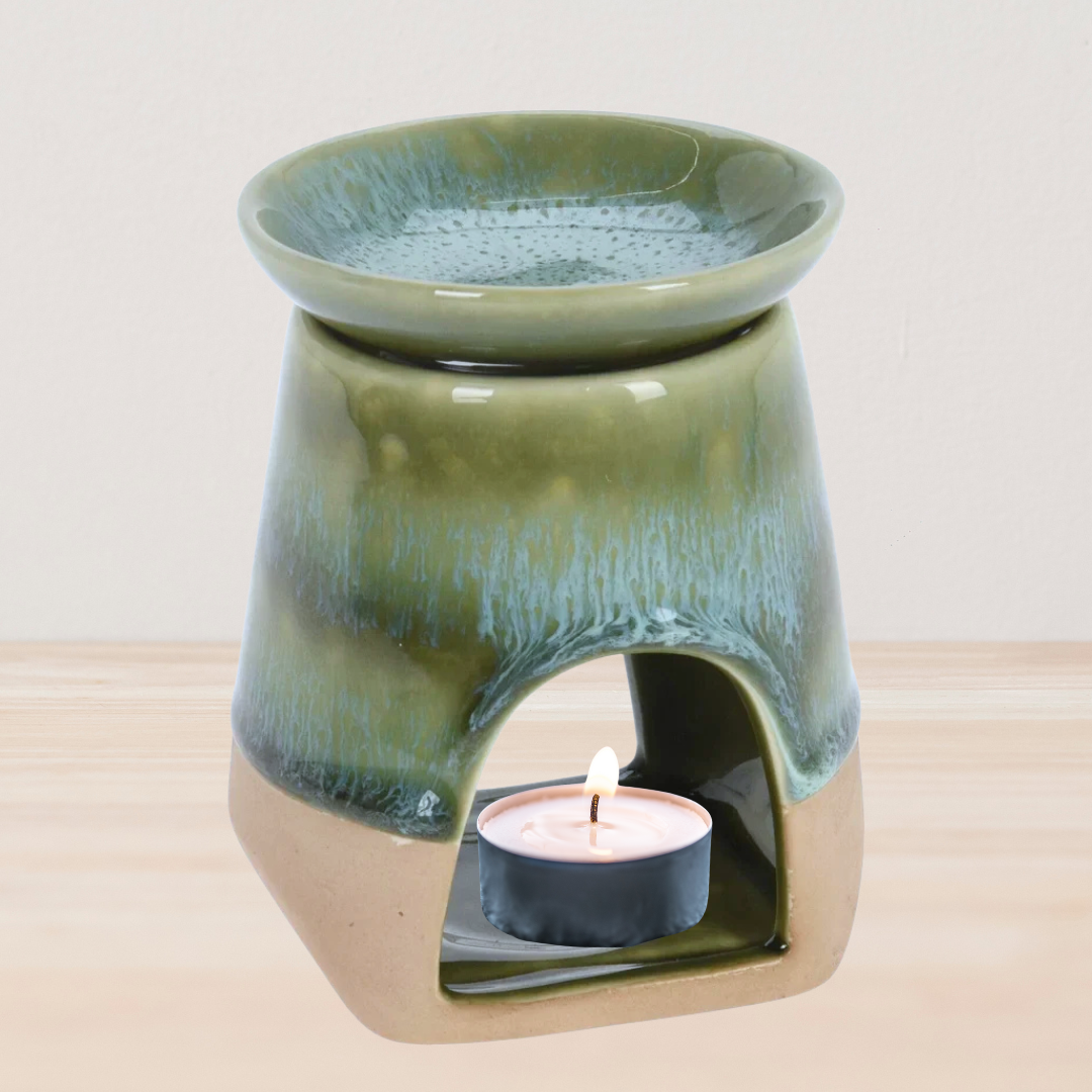 Reactive Glaze Green | Tealight Wax Burner