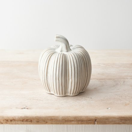 Ribbed Pumpkin Tall 12cm | Reactive Glaze Ceramic Ornament