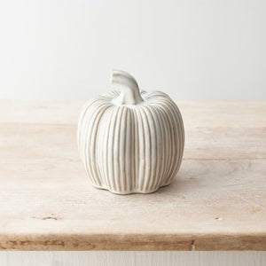 Ribbed Pumpkin Tall 12cm | Reactive Glaze Ceramic Ornament