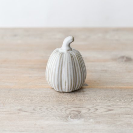 Ribbed Pumpkin Tall 7cm | Reactive Glaze Ceramic Ornament