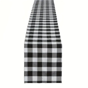 Black and White Buffalo Check | Linen Table Runner