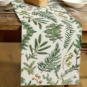 Festive Foliage Watercolour | Linen Table Runner