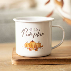 Hello Pumpkin | White Enamel Mug