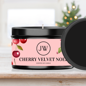 Cherry Velvet Noel | Limited Edition Soy Tin Candle