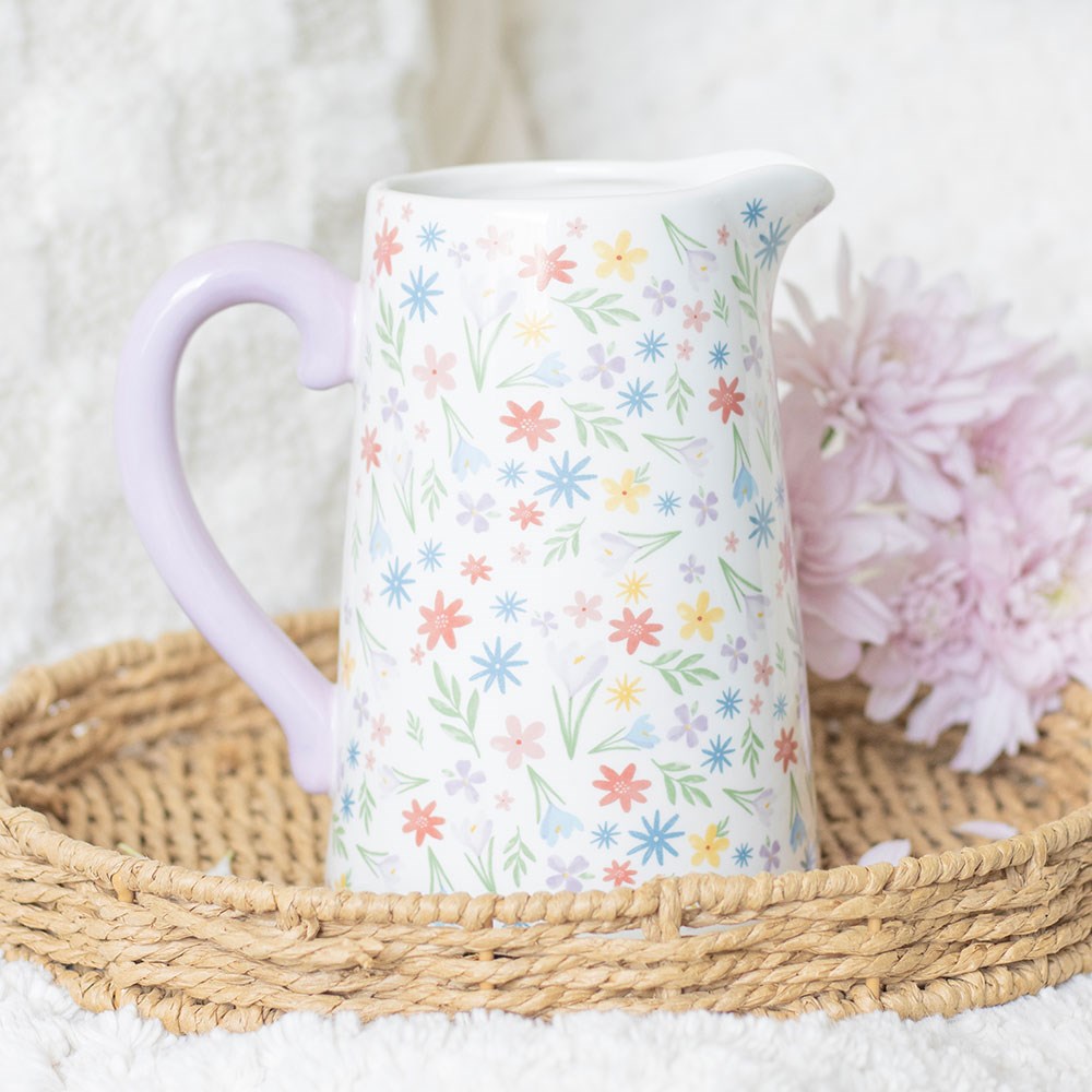 Pastel Floral Print Ceramic Jug