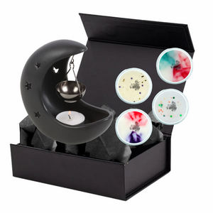 The Crescent Moon (Black) Wax Burner & Wax Melts Gift Set