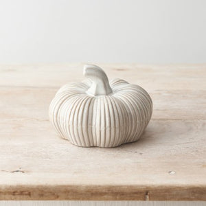 Ribbed Pumpkin Squat 12cm | Reactive Glaze Ceramic Ornament