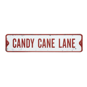 Candy Cane Lane Metal Sign