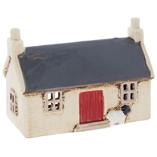 Beige Navy Roof Farm House | Village Pottery Tealight Holder