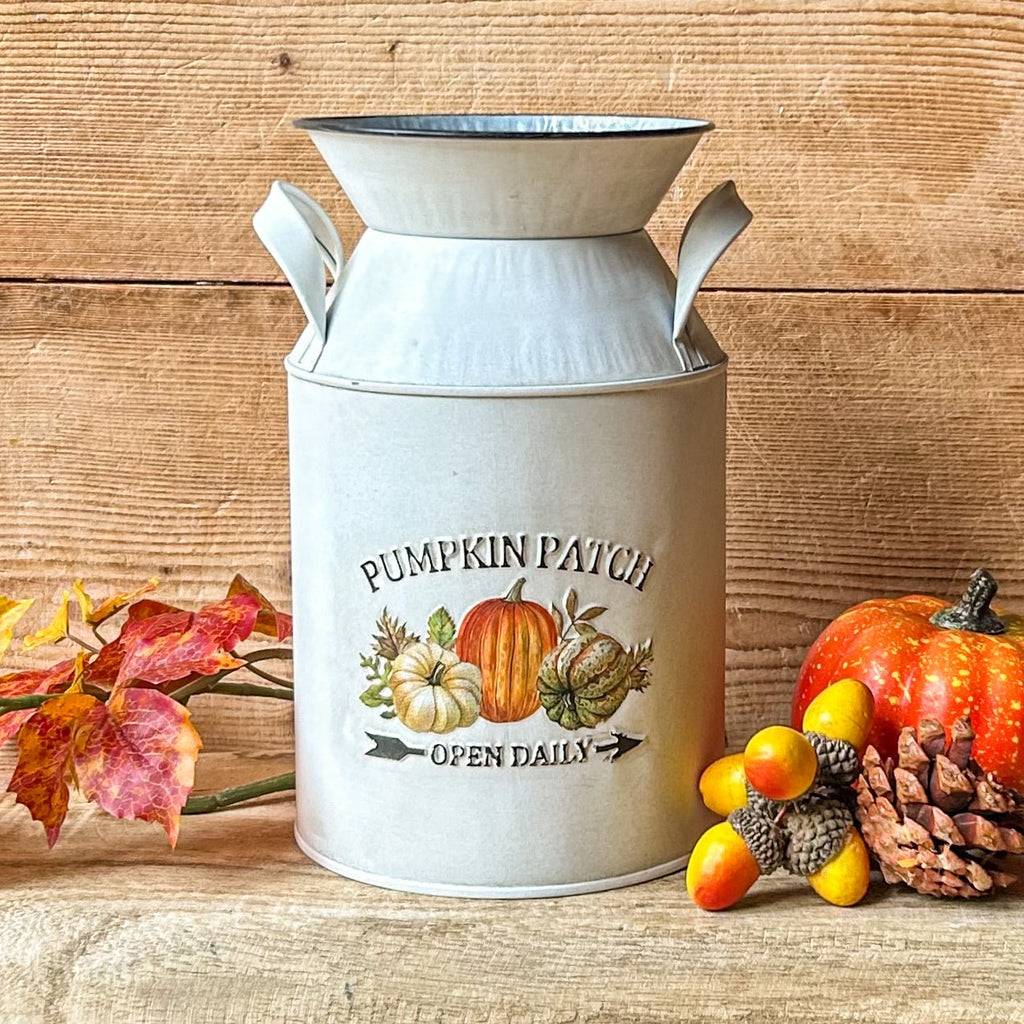 Pumpkin Patch Embossed Galvanized Milk Urn