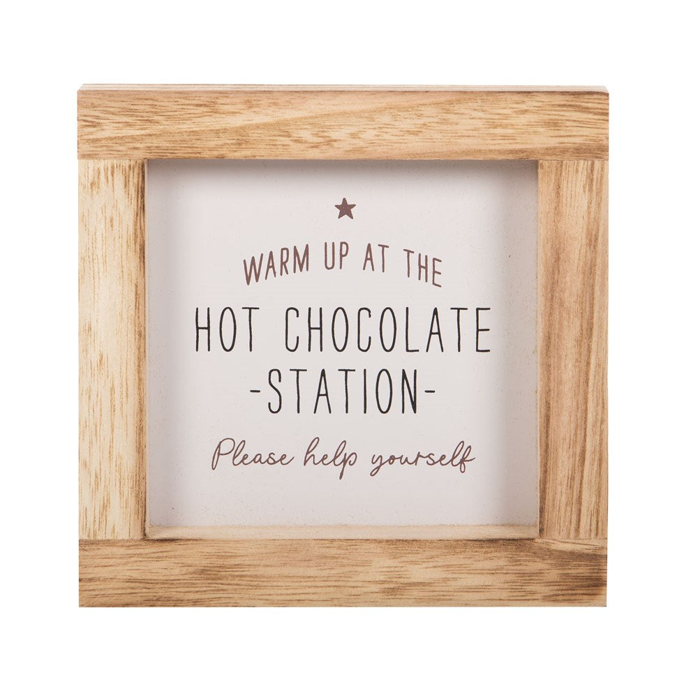 Hot Chocolate Station | Rustic Wooden Block Sign