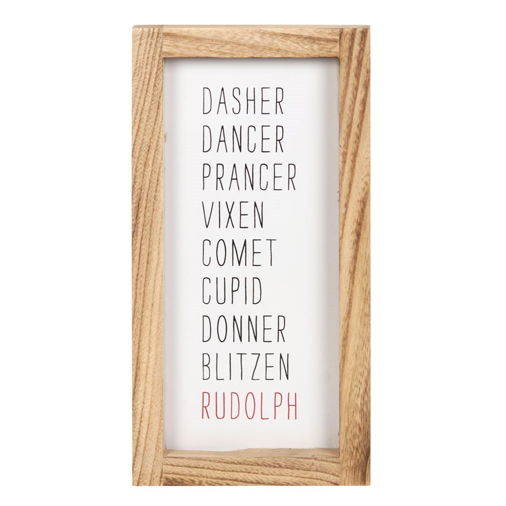 Reindeer Names | Rustic Wooden Block Sign