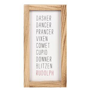 Reindeer Names | Rustic Wooden Block Sign