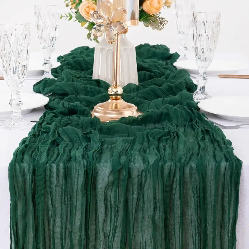 Table Runner in Forest Green | Cheesecloth Boho Style