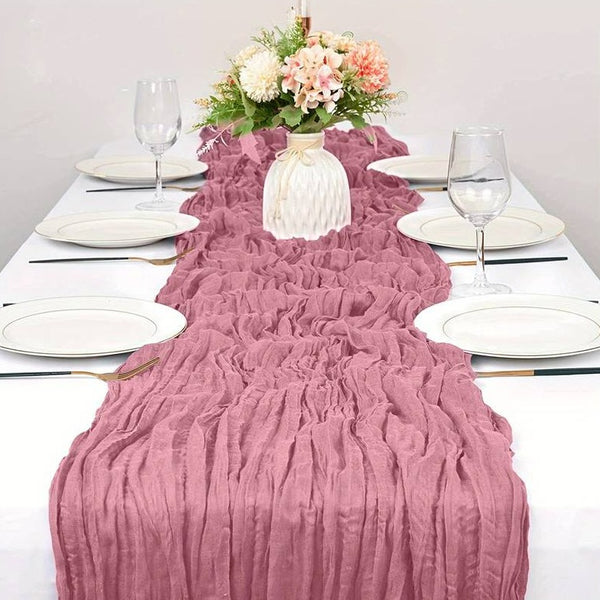 Runner da tavolo in rosa cipria  Stile Boho di garza – Just Wicks Limited