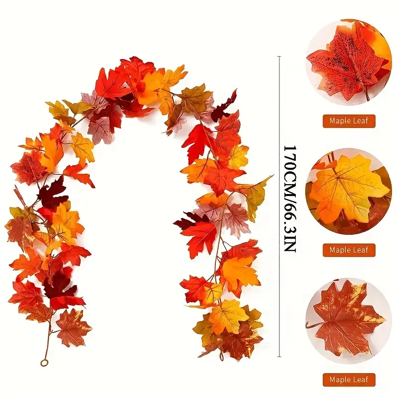 Artificial Autumn Maple Leaf Garland