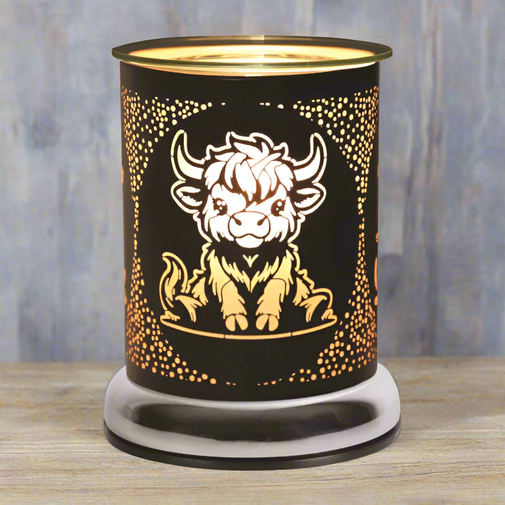 Black Shimmer Highland Cow | Electric Touch Sensitive Wax Burner