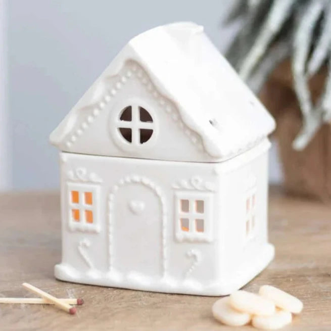 White Gingerbread House | Tealight Wax Burner